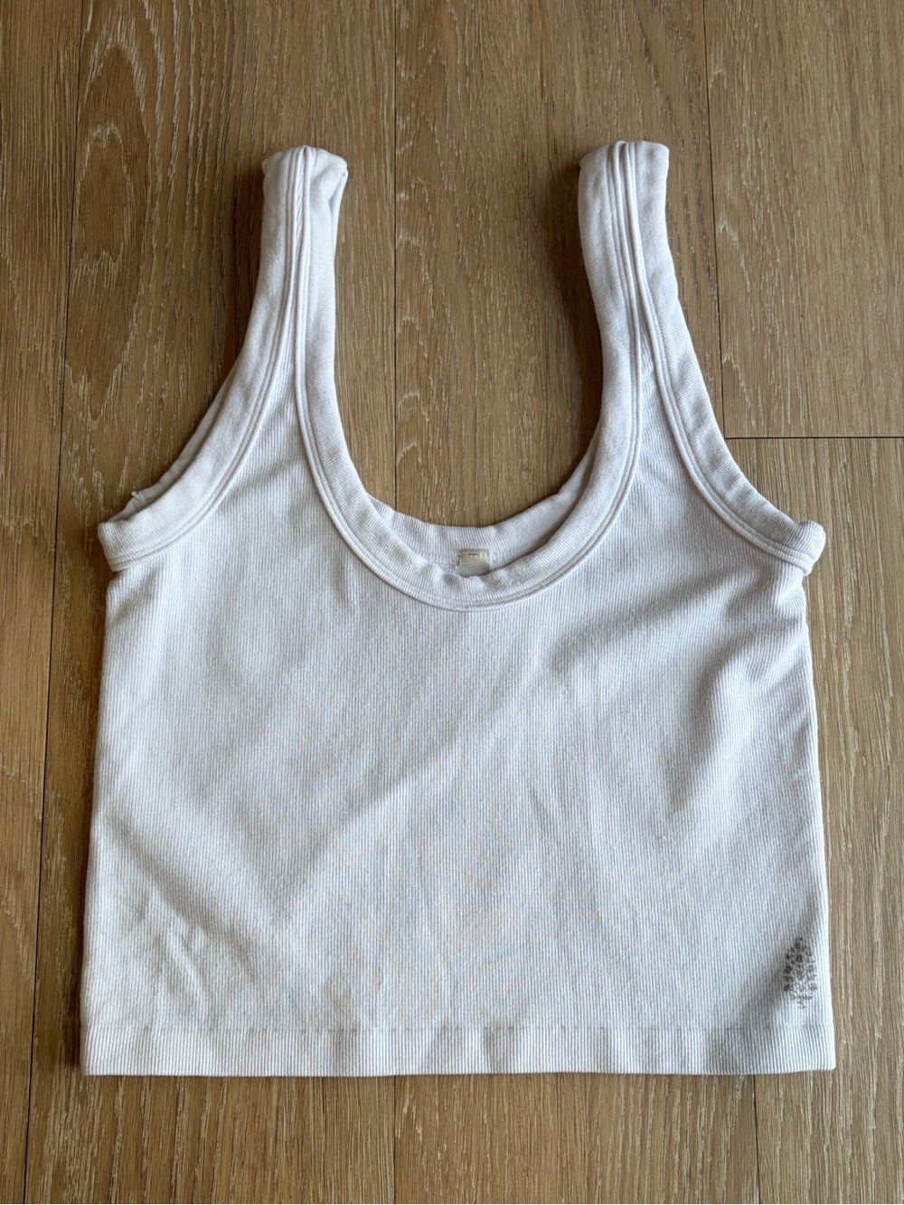 FP Movement White Ribbed Scoop Neck Crop Tank